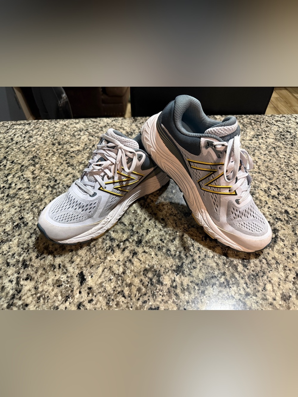 New Balance Women's Light Gray & White Running Sneakers with Gold Accents